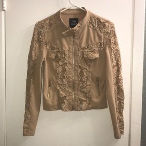 Beige Lacey light zip up jacket